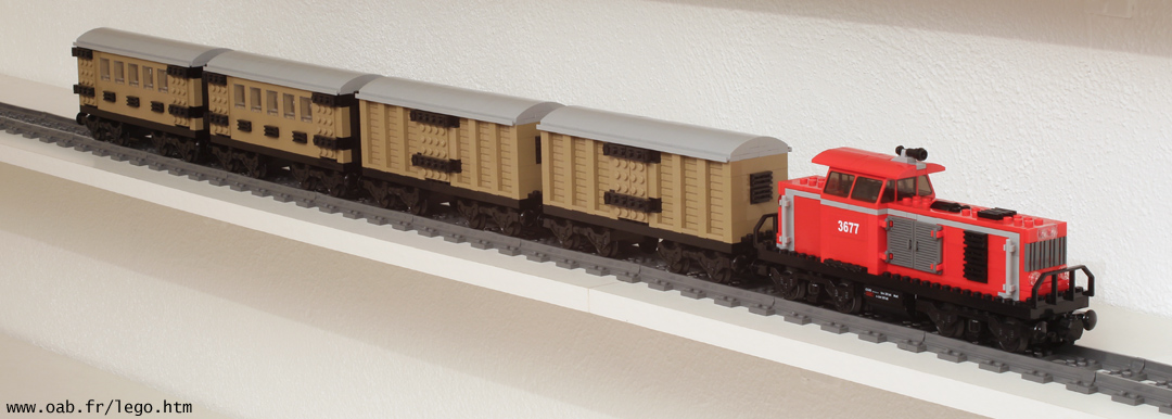 train Lego 3677 et wagons dark tan