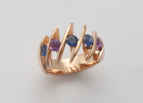 bague or rose, saphirs et am&eacute;thystes